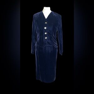 Vinatge Adrianna's 2 Piece Dress Suit Purple/Navy Velevt